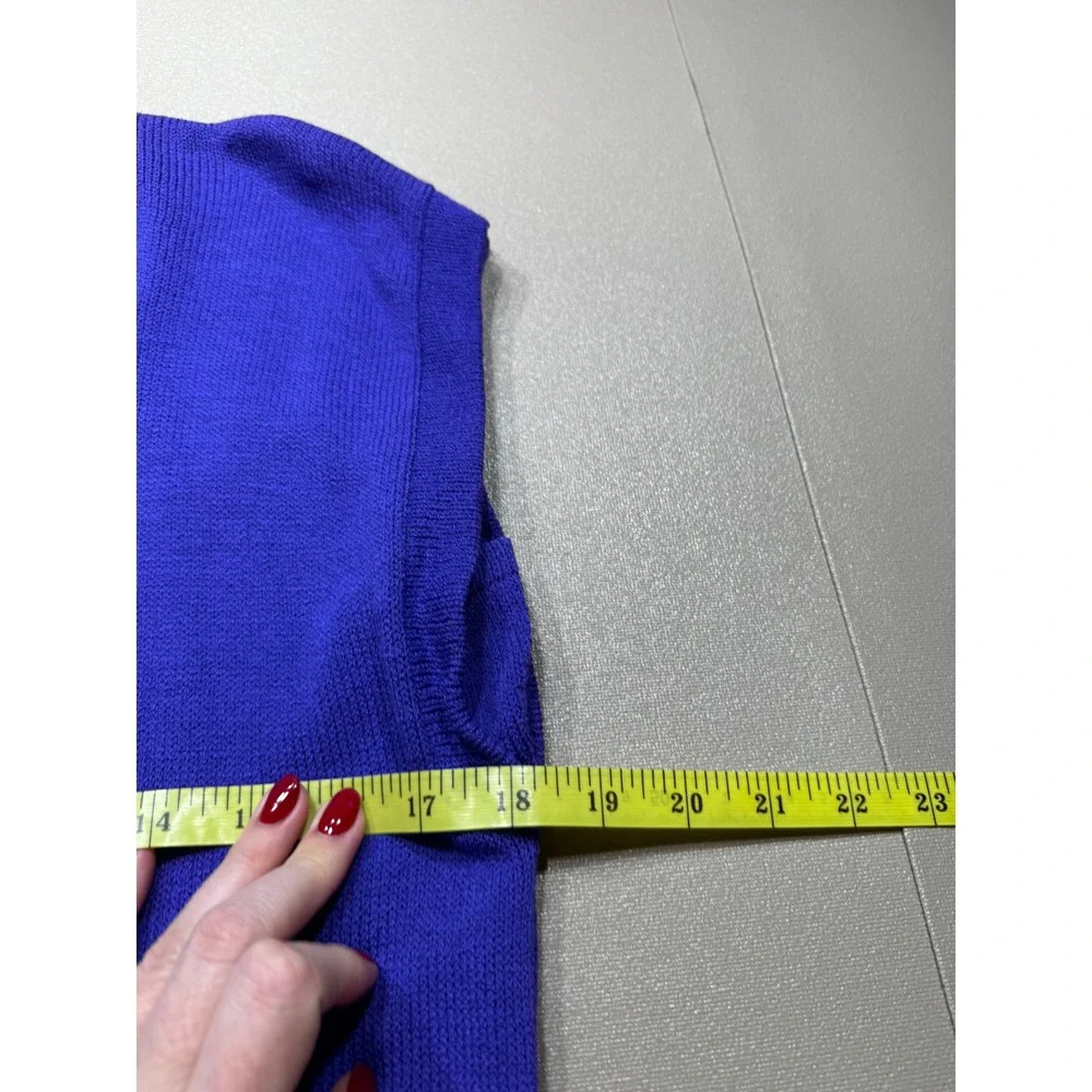 Vintage St. John Purple Knit Sweater Vest Mock Neck Back Zip Made in USA M *note - Picture 3 of 8
